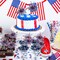 24Pcs American Patriotic Cupcake Toppers, 4th of July Foil Firework Cupcake Toppers Tinsel Drink CupCake Decoration Picks Independence Day Supplies Favor
